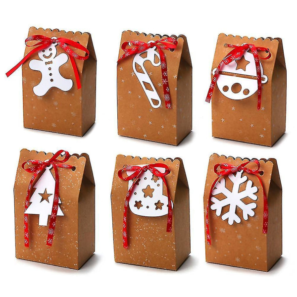 6st brunt papper godis kakpaket julpapper lådor presentförpackning box