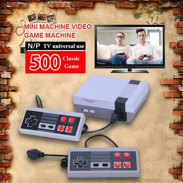 Rabattert TV-spillkonsoll 8-bit innebygd 500 klassiske retrospill barnas leker gave sommer salg