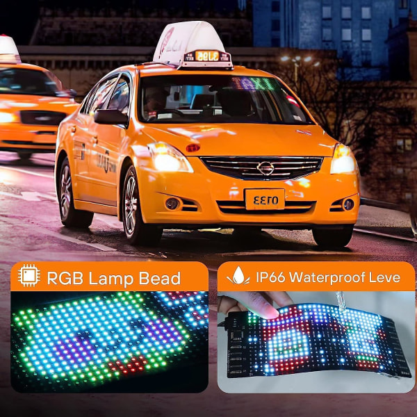 Mini Led Car Sign, 6,7'x2,76'fleksibel Led Matrix Panel Usb 5v Bluetooth Application Control Diy Programmerbar Scrolling Led Sign Til Bilfest Bryllup