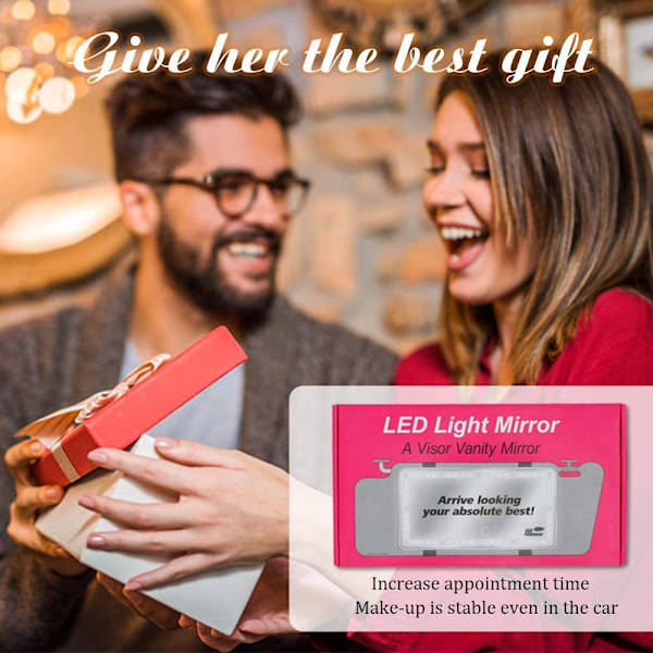Bilspegel LED-sminkspegel, uppladdningsbar LED-sminkspegel dimbar pekskärm, backspegel solskydd resespegel för bil