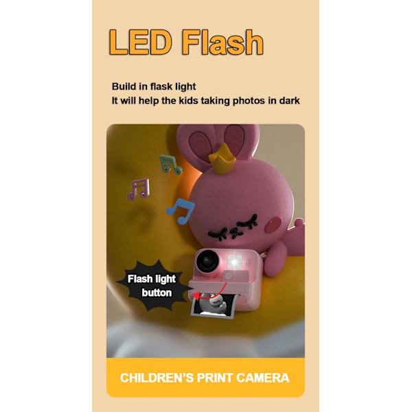 Barnens Instant Print Kamera - Termisk Utskriftskamera Leksak med 3 Rullar Utskriftpapper & 32GB SD-kort för Barnpresent