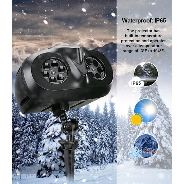 JULKLAPPS-Snöflingsprojektor för Utomhus, 180° Rotation, Bästa Julprojektor för Utomhusgård och Hus