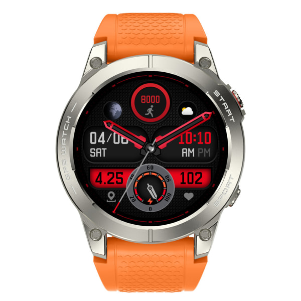 Watch för män med svar Ring, Fitness Watch med puls/stegräknare/sömnmätare/100 sporter för löpning/smart röst,orange