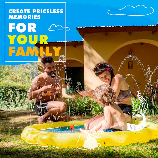 3-i-1 Sprutmatte, Sprinkler for Kids Pool for Learning – Sprinkler Pool, 67’’ Utendørs Vannleker – “fra A til Å” Utendørs Lekematte