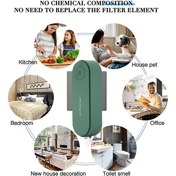 Plug-in kannettava mini-ilmanpuhdistin makuuhuoneisiin, wc-tiloihin, olohuoneisiin, kylpyhuoneisiin, kaappeihin, lemmikkitiloihin Green-US