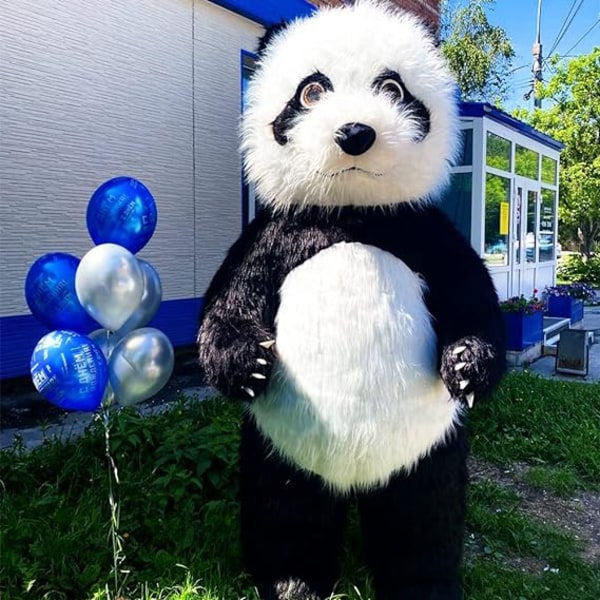 Oppustelig Panda Plys maskot kostume, halloween jumpsuit