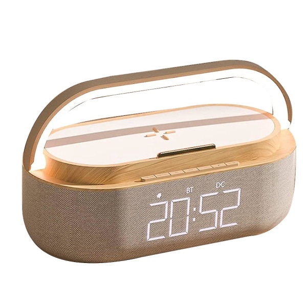 Digital väckarklocka radio med bluetooth högtalare, 15w trådlös laddare, dubbel justerbar hög väckarklocka