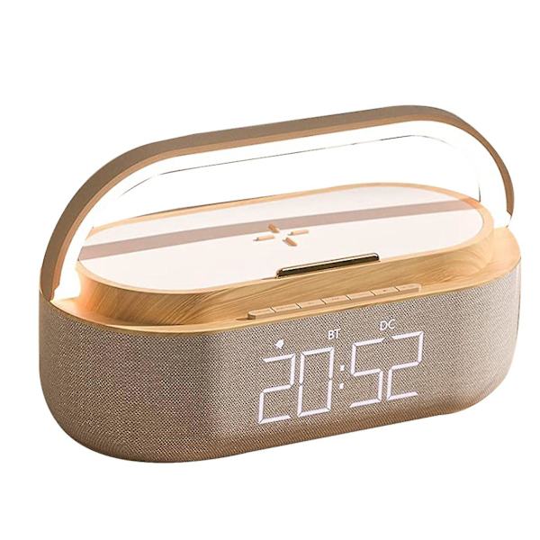 Digital vekkerklokkeradio med bluetooth-høyttaler, 15w trådløs lader, dobbel justerbar høy vekkerklokke