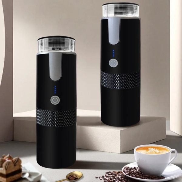 Bärbar trådlös elektrisk kaffemaskin inbyggd Batteri laddningsbar utomhusresa bil hem helautomatisk Kaffebryggare black
