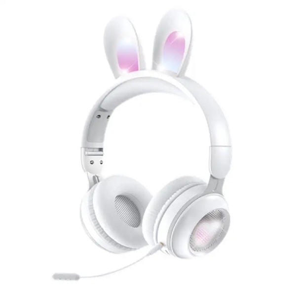 Kids Bunny Rabbit Ears hovedtelefoner med mikrofon til gaming hvid white