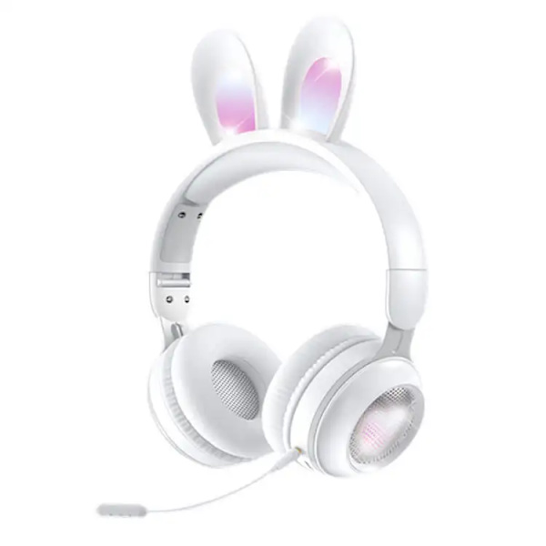 Kids Bunny Rabbit Ears -kuulokkeet mikrofonilla pelaamiseen, valkoinen white