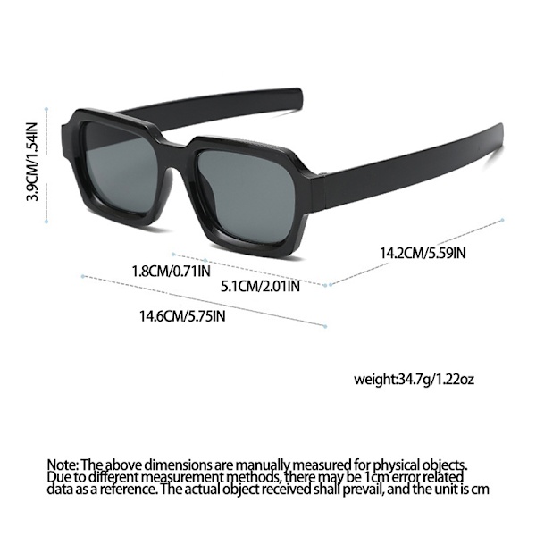 2 st Slim Square Retro Solglasögon Orange Linser Unisex Solglasögon Festival, Fest, Strand Orange Glasögon 2 Black