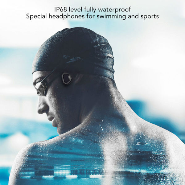Knogleledningsøretelefoner Svømning Bluetooth 5.1 Headset Open-Ear Bluetooth Bone Conduction Sportshovedtelefoner Sort black