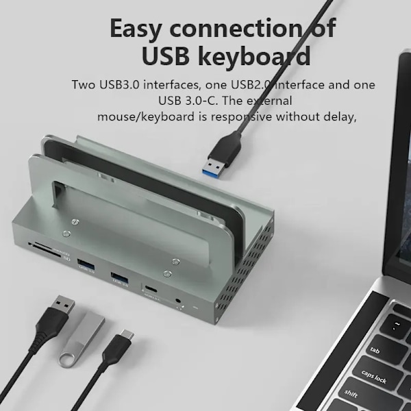 11 i 1 dockningsstation RJ45 nätverksport typ C USB 3.0 HUB Adapter HDTV dockning