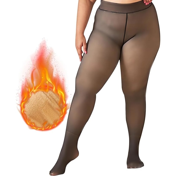 Naisten thermal , thermal , joustavat läpikuultavat leggingsit Plus Size -sukkahousut Lämpimät fleece-sukkahousut