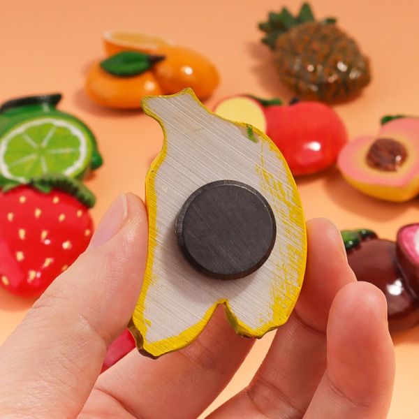 Fruktmagnet, 10 stykker frukt kjøleskapsmagnet med sterk vedheft for dekorering av kjøleskap, tavler, skoleskap (3 cm)