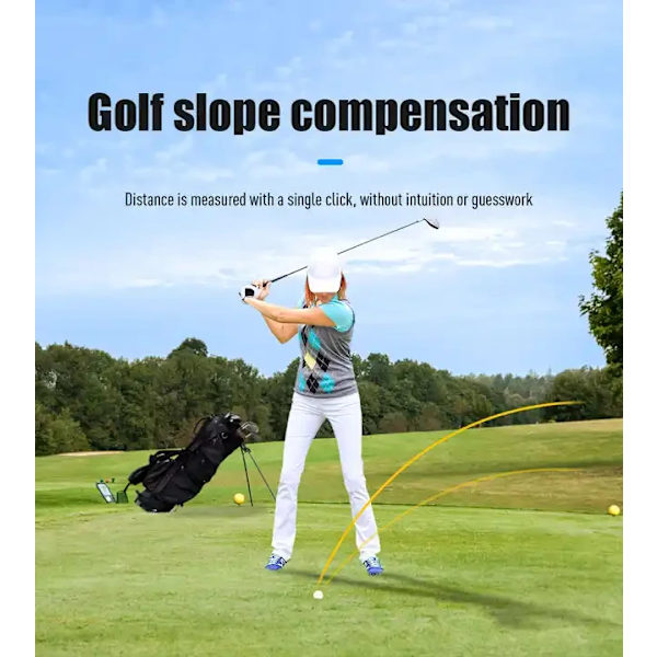 Golf-etäisyysmittari 6X suurennos 600M USB-ladattava etäisyysmittari kaltevuudella +90° vedenpitävä etäisyysmittari Monokulaarinen kaukoputki