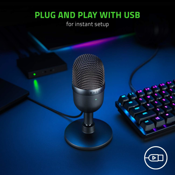 Mini USB kondensatormikrofon: för streaming och spel på PC Professionell inspelningskvalitet Exakt Supercardioid Pickup-mönster Lutningsställ-svart