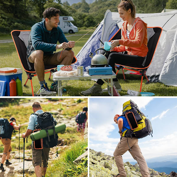 Fällbar campingstol, lätt campingstol, bärbar lätt strandstol med bärväska, maxbelastning 100 kg för utomhusbruk, picknick, strand, fiske