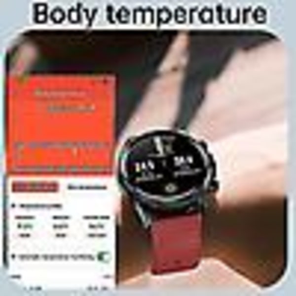 Blodsukker EKG+PPG Overvågning Blodtryk Kropstemperatur Smartwatch Herre IP68 Vandtæt Fitness Tracker black+red silicone