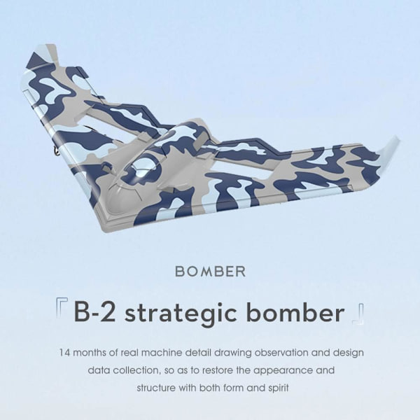 RC-plan B2 Stealth Bomber 2Ch 13,2 tum vingbredd Elektrisk 2,4G Fjärrkontroll Flygplan Flygplan Drone Leksak Jetmodell, LED-belysning Fast vinge Glider RTF