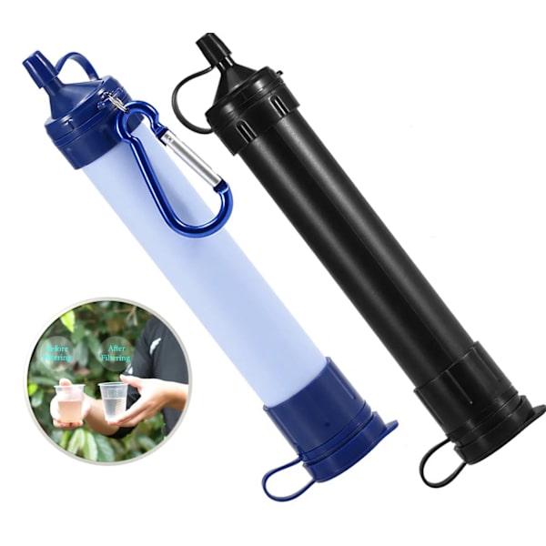 2 st vattenfilter för utomhusbruk, dricksvatten som avlägsnar tungmetaller, bärbar utrustning för nödsituationer och överlevnad utomhus - camping, vandring, backpacking