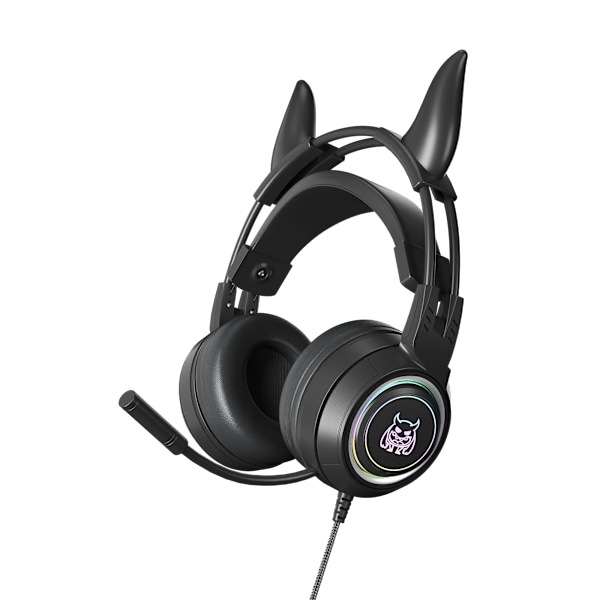 Kabelanslutna hörlurar PC Datorspelshörlurar med mikrofonbrusreducerande headset-svart