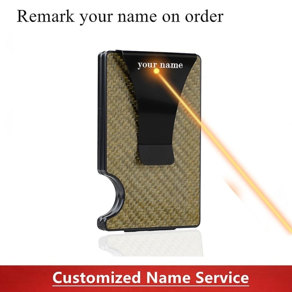 Semorid 2021 Customized Mini Carbon Fiber Wallet Smart Kredittkort Hol yellow 2 customized