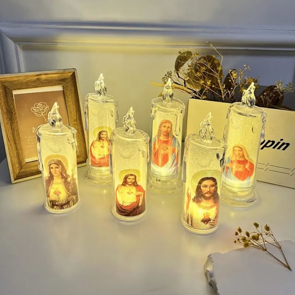 4-pack LED Ljusstake Jesus LED Ljus Jul Påsk LED Bordlampa (med Bas)