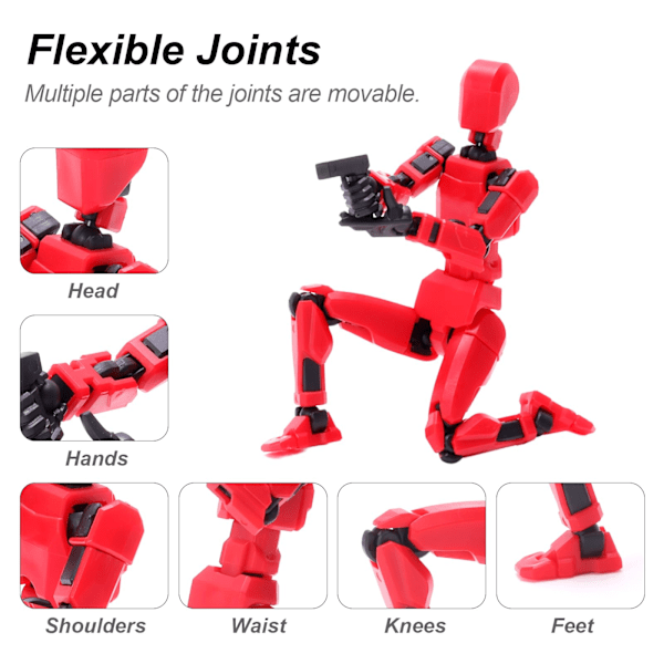 3D-printede actionfigurer, multi-artikulær bevægelig robot til spilentusiaster DIY robot-skrivebordsdekoration black