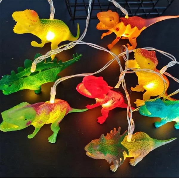 Batteridrevet Led Dino Legetøj String Lights Til Soveværelse Fødselsdagsgaver Juletræsfest (1,5 m)