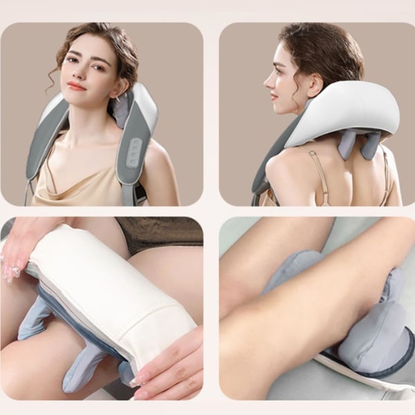 Nakkemassasjeapparat, nakke og skulder med varme, Shiatsu nakke- og ryggmassasjeapparat, dyp 5d eltingssimulert manuell massasje