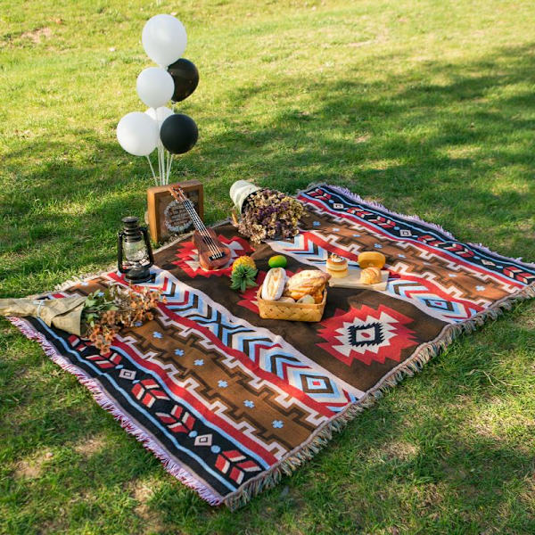 Navajo filt Aztec filtfilt för soffa säng Lämplig för utomhuscamping strand picknick resor 82x35 tum