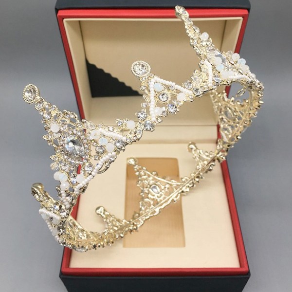 Barok Retro Rhinestone Gotisk brudekron Sort bryllupstiara Ond dronning krone, Gotisk tiara Gotisk hovedbeklædning S