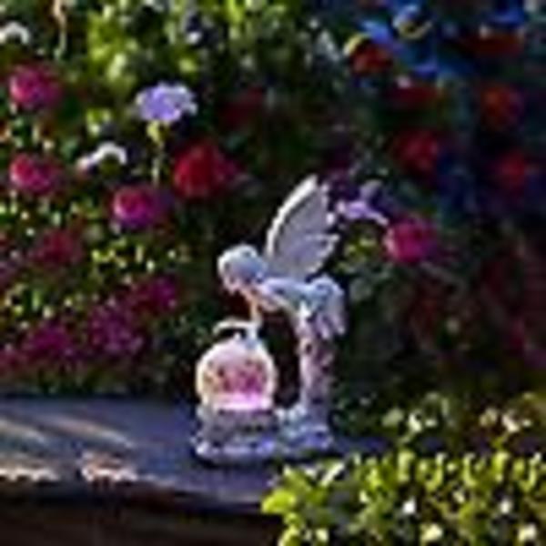 Fairy Angel Statue med solcelledrevet LED-lys Vandtæt udendørs haveindretning