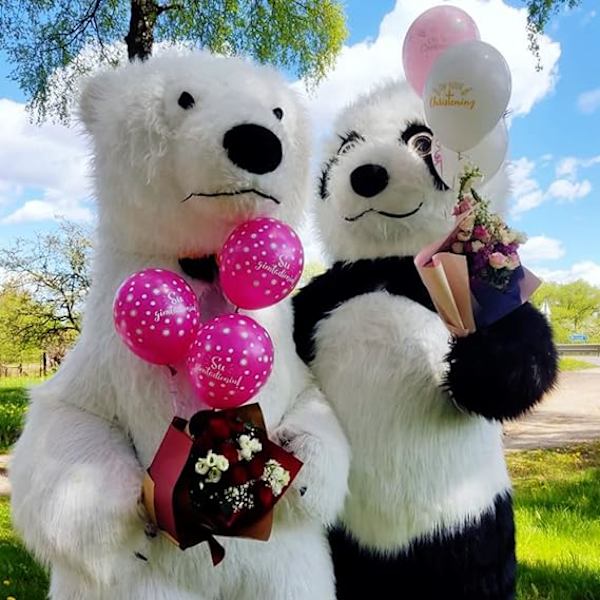 Oppustelig Panda Plys Maskot Kostume, Halloween Jumpsuit