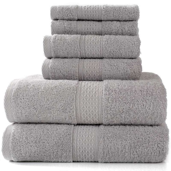 Set med 2 badlakan och 4 handdukar, AB blekningsbeständig, 100 % bomull, grå