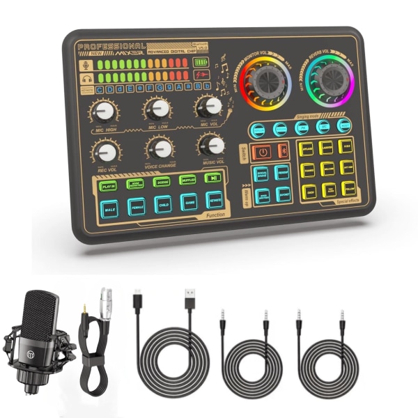 Podcastutrustningspaket, Ljudgränssnitt, Allt-i-ett Sound Board Kit för livestreaming, Podcastinspelning