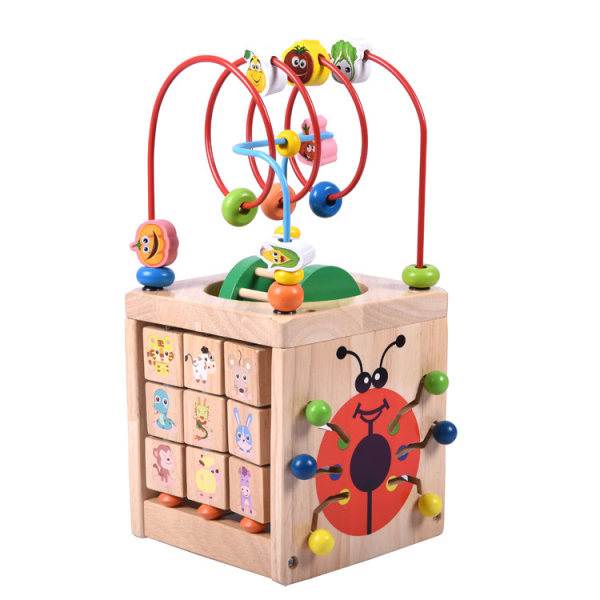 Montessori Tre Activity Cube Førskole læringsleker Form Fargesortering for barn