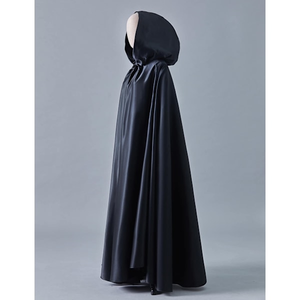 Witchcraft Black Tie Up Middelalderdragt Halloween-hættekappe Lang Cape U