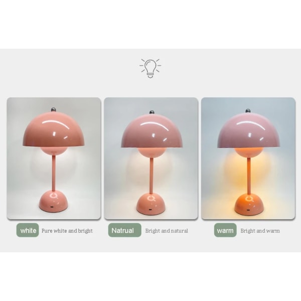 Sjampinjong Blomsterknopp Oppladbare Led Bordlamper Skrivebord Natt For Soverom Spisestue Touch Natt Lys Gul