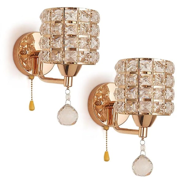 2 Stk Krystall Led Vegglampe Soverom Stue Lampe