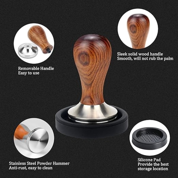 Kaffe Tamper, Kaffe Tamper, Espresso Tamper, Rustfrit Stål Kaffe Press Tamper med Silikonepude, Designer Kaffe Tamper Sæt, Kaffe Press Ta