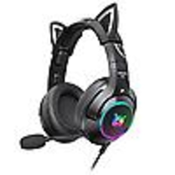 Gaming Headset med Gel Cat Ears Kompatibel med Xbox One, Ps4, Ps5, Pc