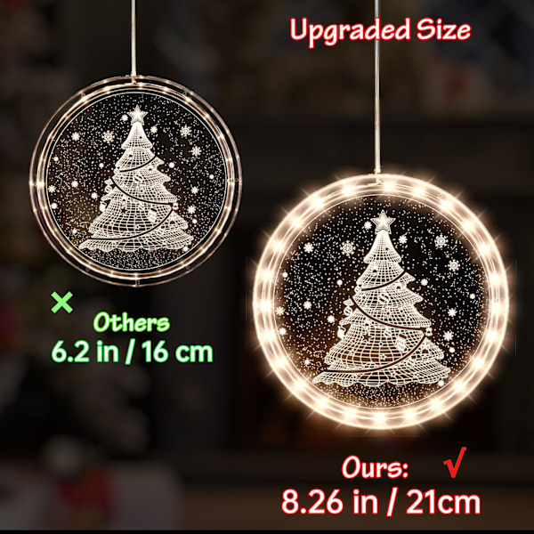 Jouluikkunavalaisin koristeet, 2,6 m LED jouluikkunan riippuva valaistuskoristeet paristoilla ulko- ja sisäikkunoille joulukuuseen 1PC Christmas Tree