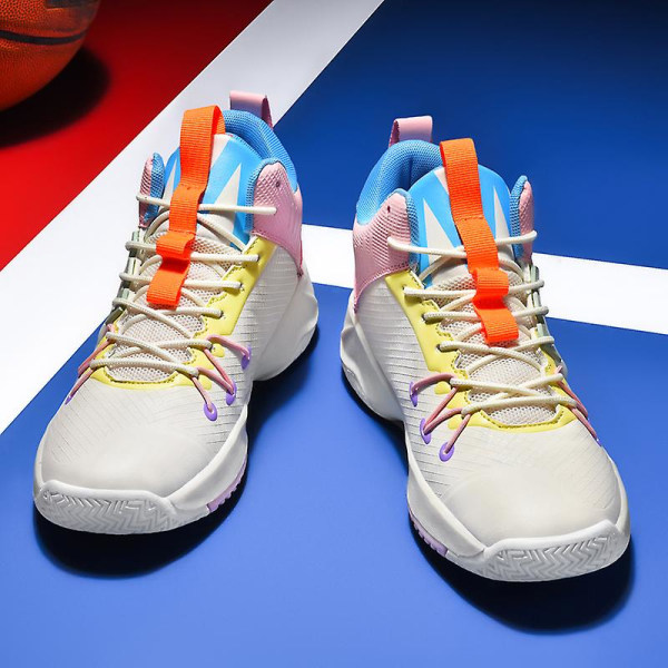 Basketskor för män Mode Dam Sneakers Andas Sportskor 3A816 Beige 42