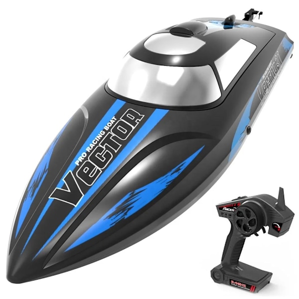 Børsteløs RC-båt, 30+ mph Rask Fjernstyrt Båt med Automatisk Retting & Lav Batteri Alarm Funksjon, 2.4GHz Racing Båt for Basseng & Sjøer