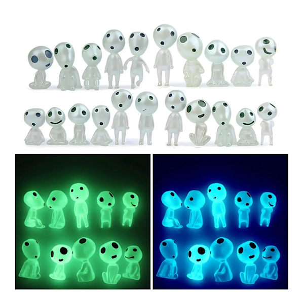 20 st Fairy Garden Tillbehör Halloween Glow in Dark Garden Alien Decor Miniatyr för Mikro Landskap Utomhus Staty Patio Gräsmatta Yard Kit