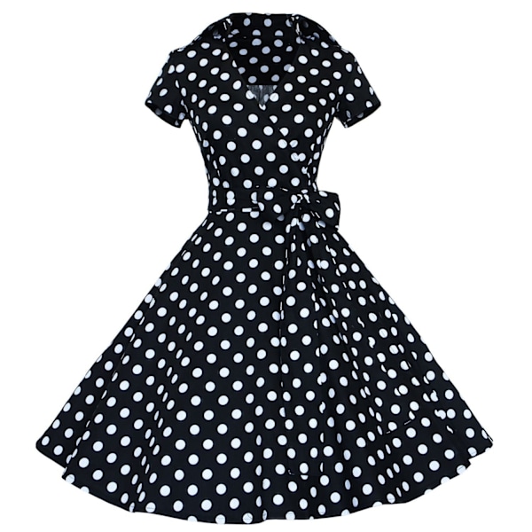 Vintage V-aukkoinen boheemi kuplahame Piste iso peplum-mekko dot XL