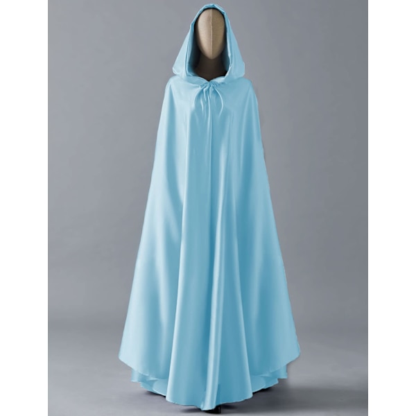 Witchcraft Ice Blue Tie Up Middelalderdragt Halloween-hættekappe Lang Cape U